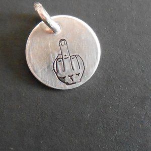 sterling silver handcrafted middle finger charm *small*